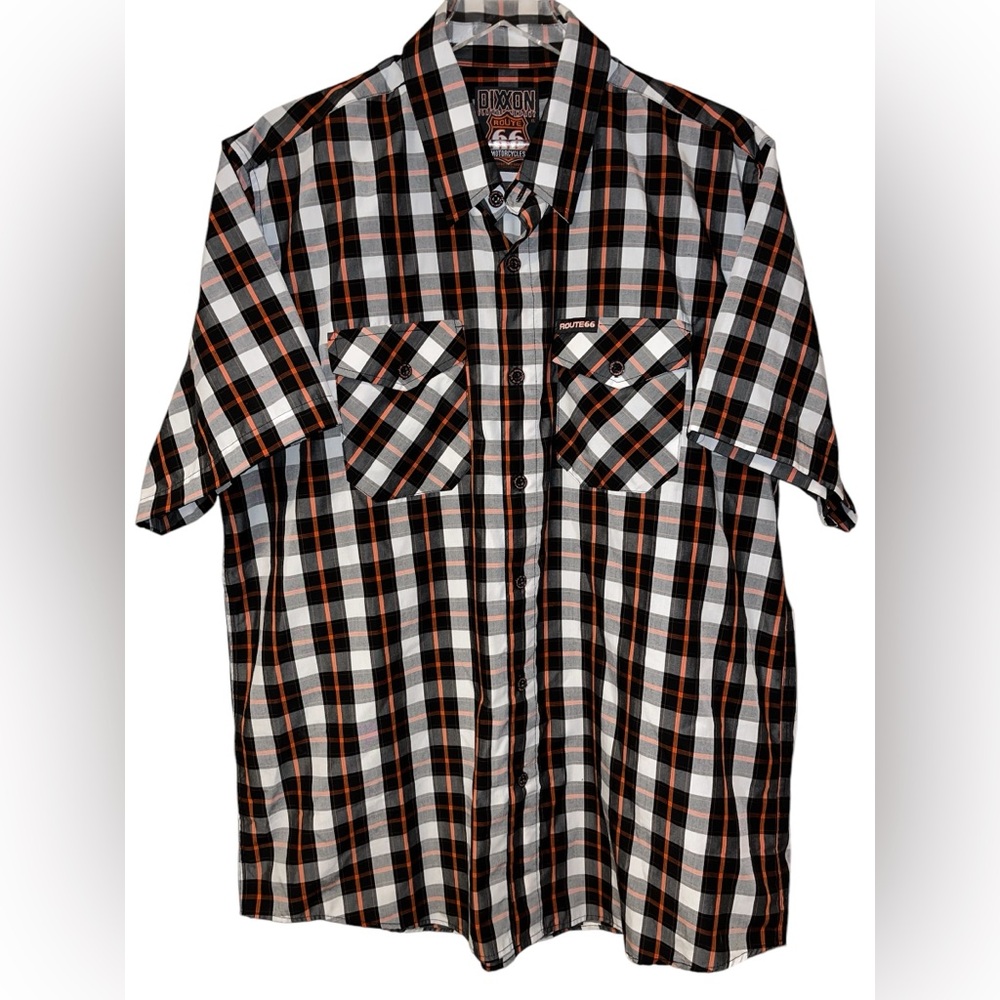 Dixxon Men’s Flannel XL Route 66 Short Sleeve Plaid Button Down Shirt